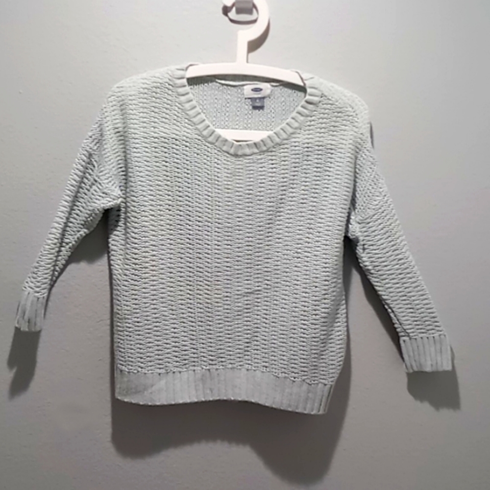 Old Navy crocheted, drop shoulder sweater with 3/4 length sleeves, size M